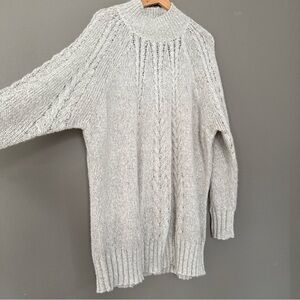 Caslon Gray Cowl Neck Sweater with Textured Knit